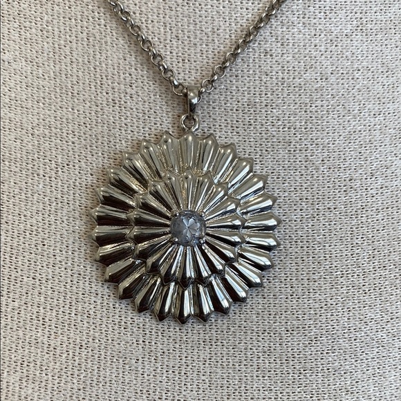 New Hespera Silver Sunburst Pendant Necklace with white topaz stones - Picture 2 of 2